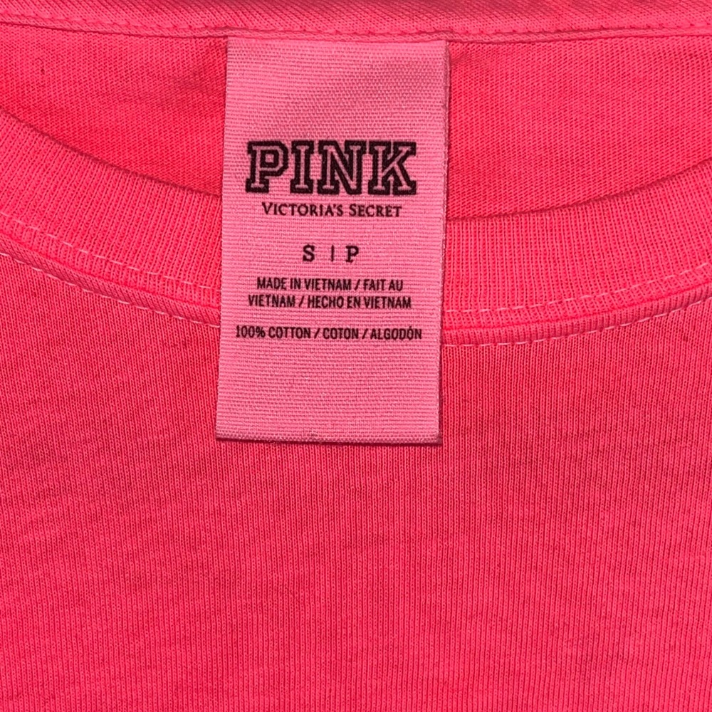 Y2K Victoria's Secret PINK Long Sleeve T Shirt Neon Pink Graphic Logo Size S - Picture 4 of 7